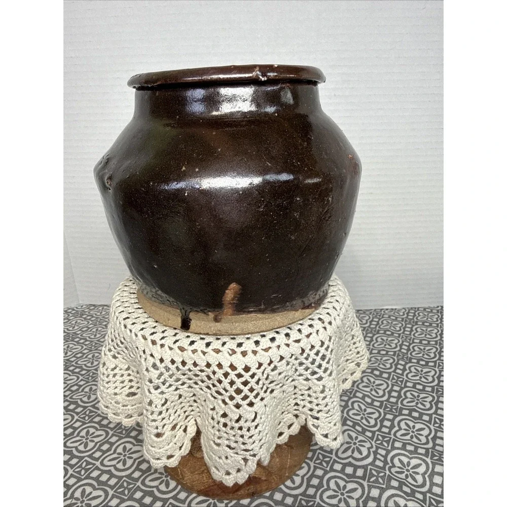 Chinese Stoneware Brown Glazed Pottery Storage Jar Qing 20th Century